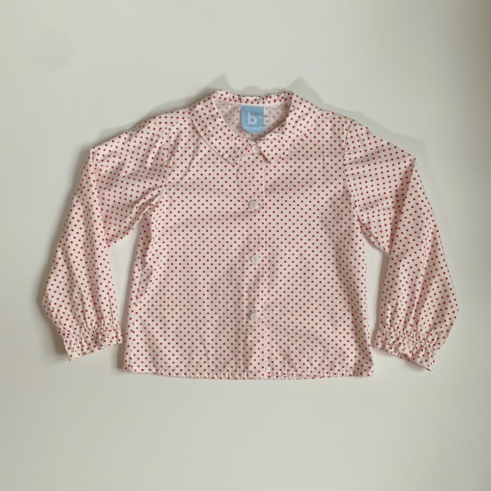 Bella Bliss Red Dot Blouse 5Y EUC